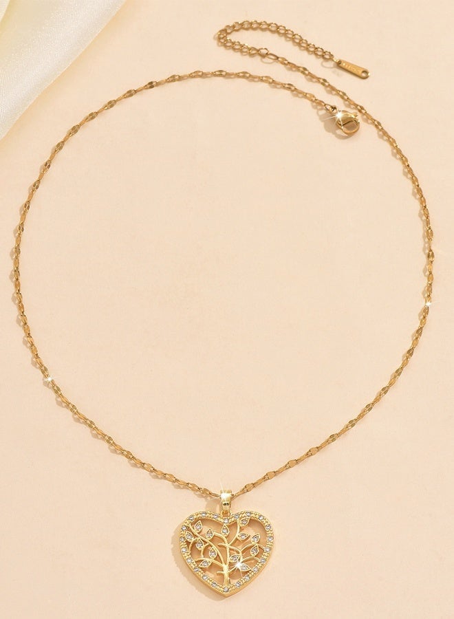 دايفو قلادة شجرة الحياة للنساء، تصميم على شكل قلب يرمز إلى الحظ والسعادة، قطعة مجوهرات أنيقة وملهمة، هدية مثالية لحفلات الزفاف والمناسبات والاستخدام اليومي - Image 3